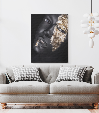 Πίνακας σε Καμβά : woman dark skin gold makeup art 10