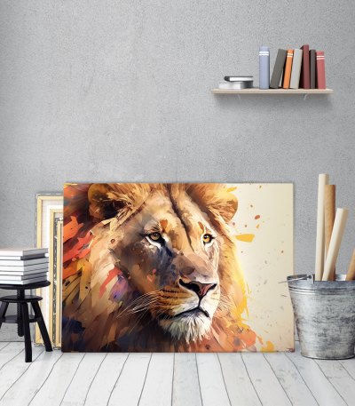 Πίνακας σε Καμβά : Lion Watercolor Canvas