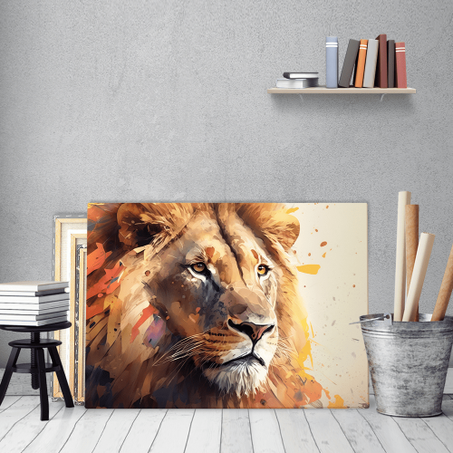 Πίνακας σε Καμβά : Lion Watercolor Canvas