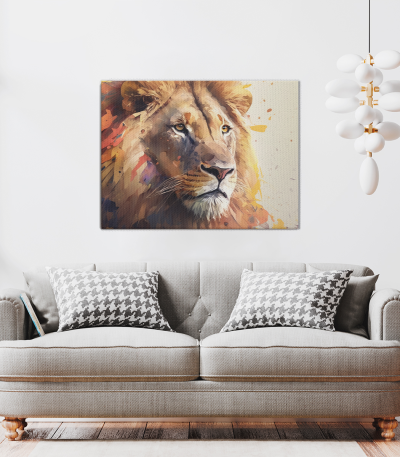 Πίνακας σε Καμβά : Lion Watercolor Canvas