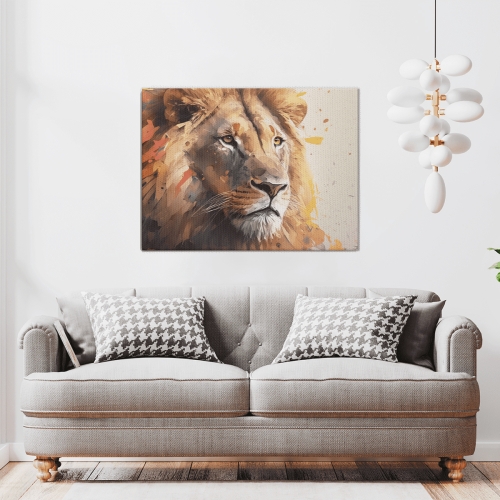 Πίνακας σε Καμβά : Lion Watercolor Canvas