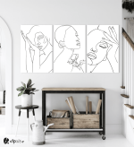 Σύνθεση Με Πίνακες Καμβάδες 60x40 - 3 Τεμάχια - Line Art Portraits