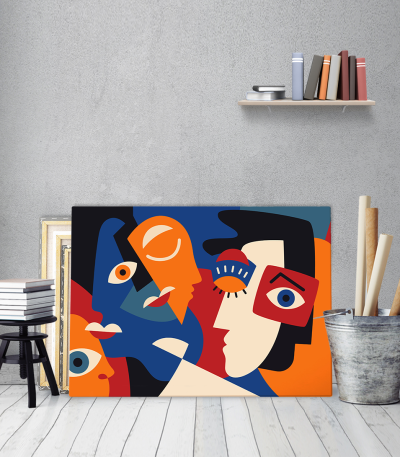 Πίνακας σε Καμβά Abstract Colorful Faces