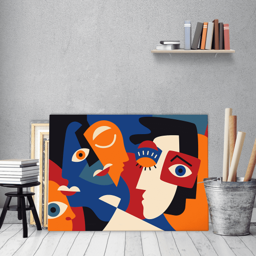 Πίνακας σε Καμβά Abstract Colorful Faces