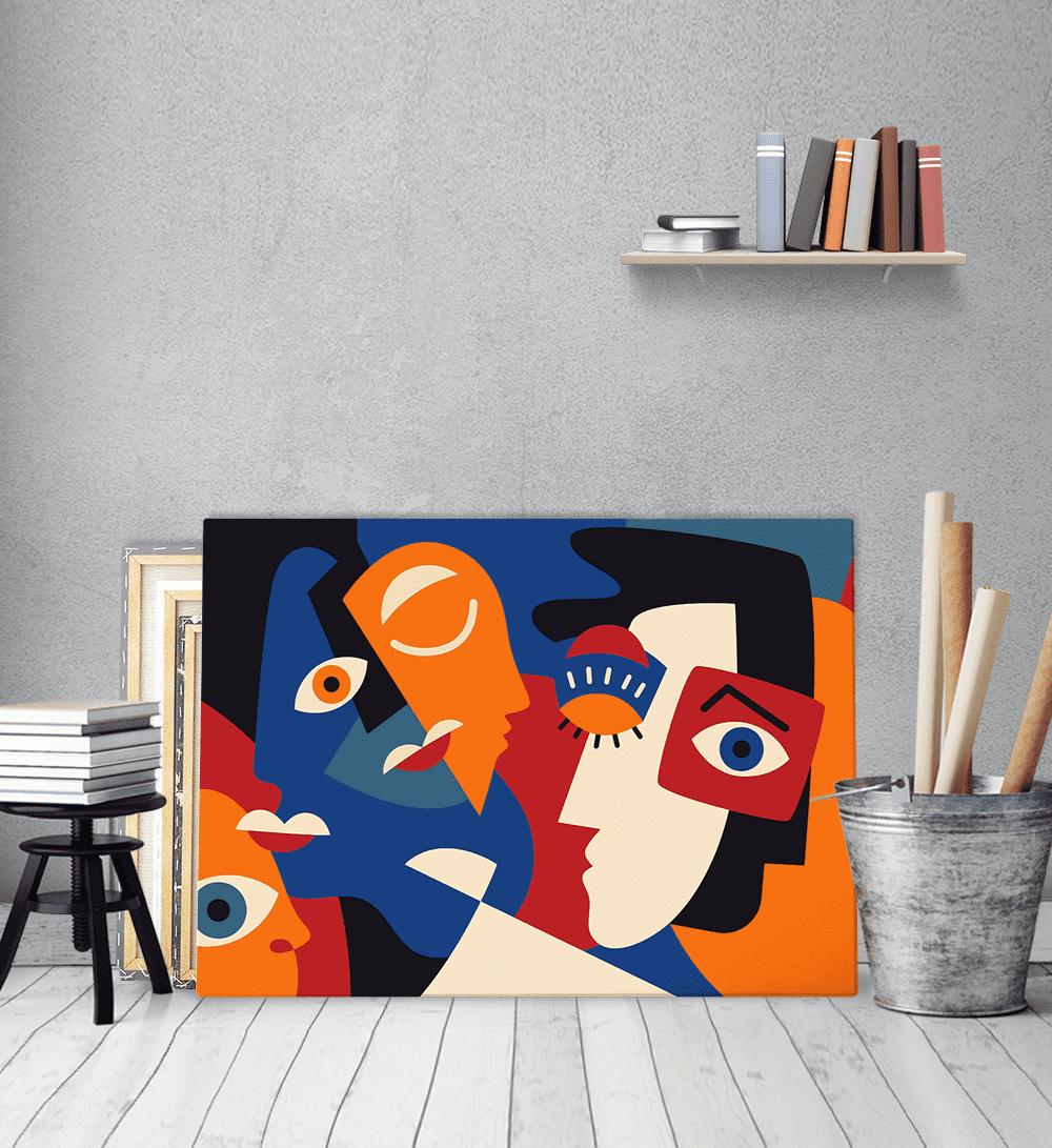 Πίνακας σε Καμβά Abstract Colorful Faces