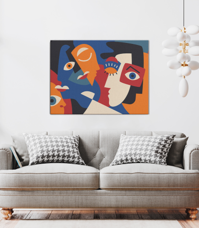 Πίνακας σε Καμβά Abstract Colorful Faces