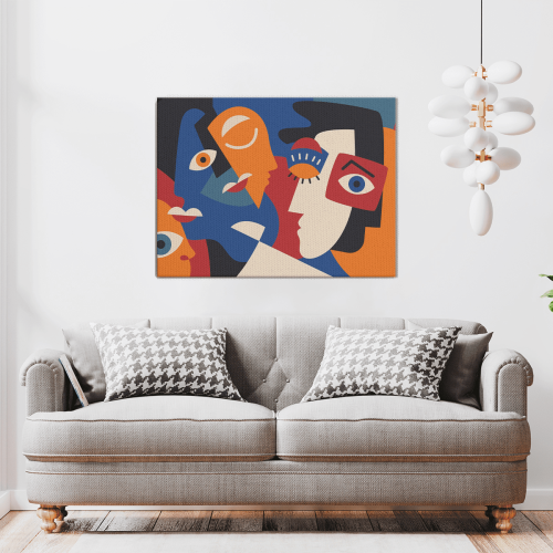 Πίνακας σε Καμβά Abstract Colorful Faces