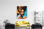 Πίνακας σε Καμβά African Girl Flowers