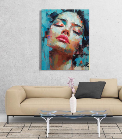 Πίνακας σε Καμβά Abstract Girl Blue