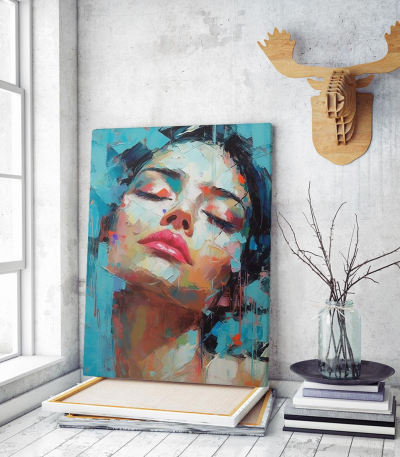 Πίνακας σε Καμβά Abstract Girl Blue