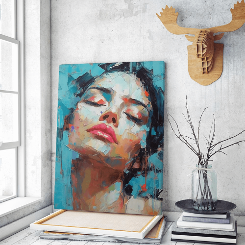Πίνακας σε Καμβά Abstract Girl Blue