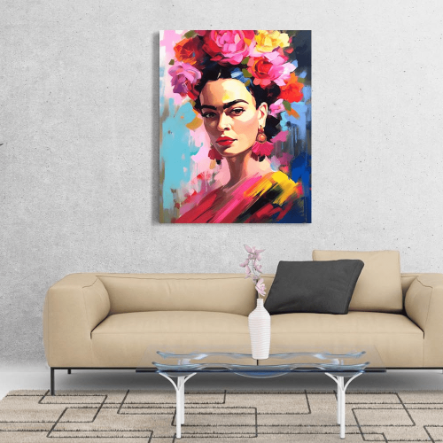 Πίνακας σε Καμβά Frida and Flowers