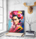 Πίνακας σε Καμβά Frida and Flowers