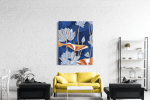 Πίνακας σε Καμβά Blue and Gold Flowers