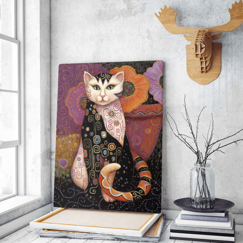 Πίνακας σε Καμβά Cat in Purple