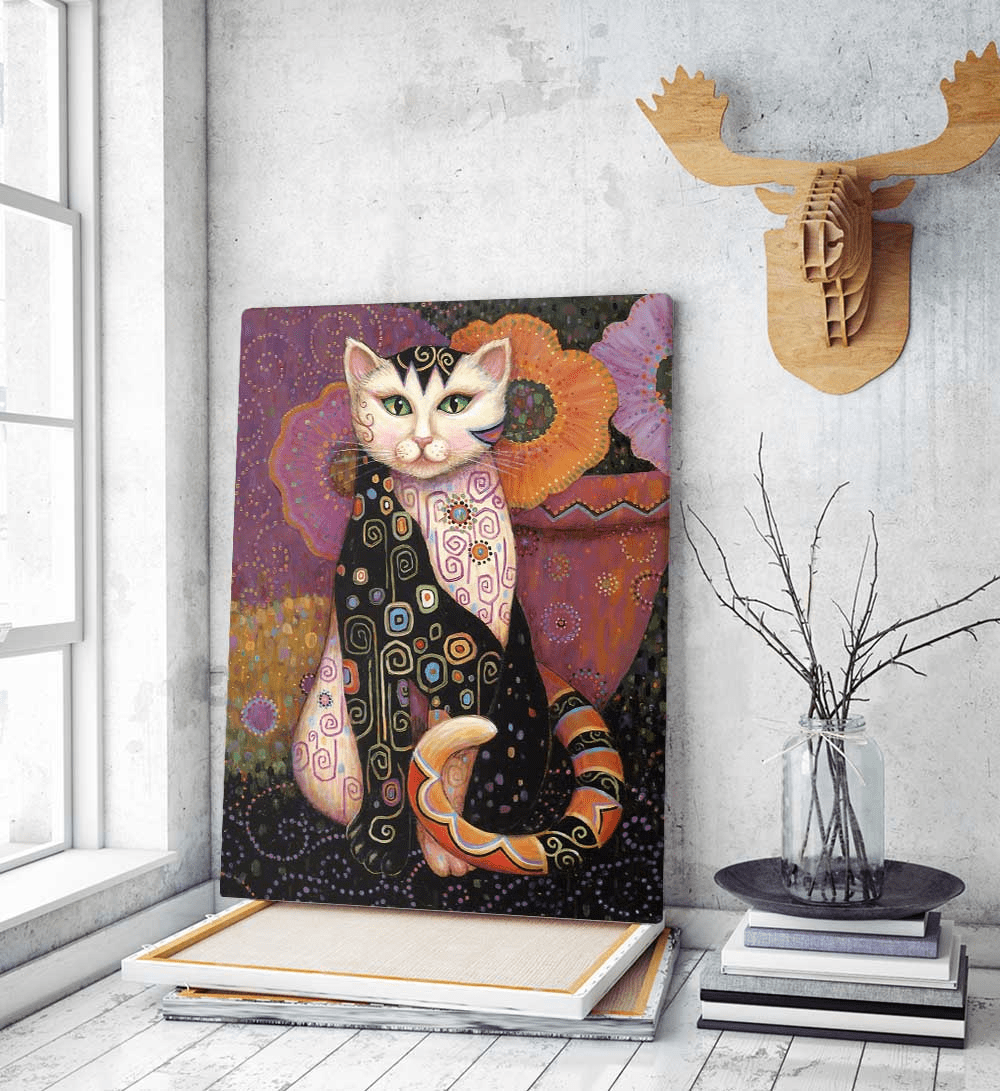 Πίνακας σε Καμβά Cat in Purple