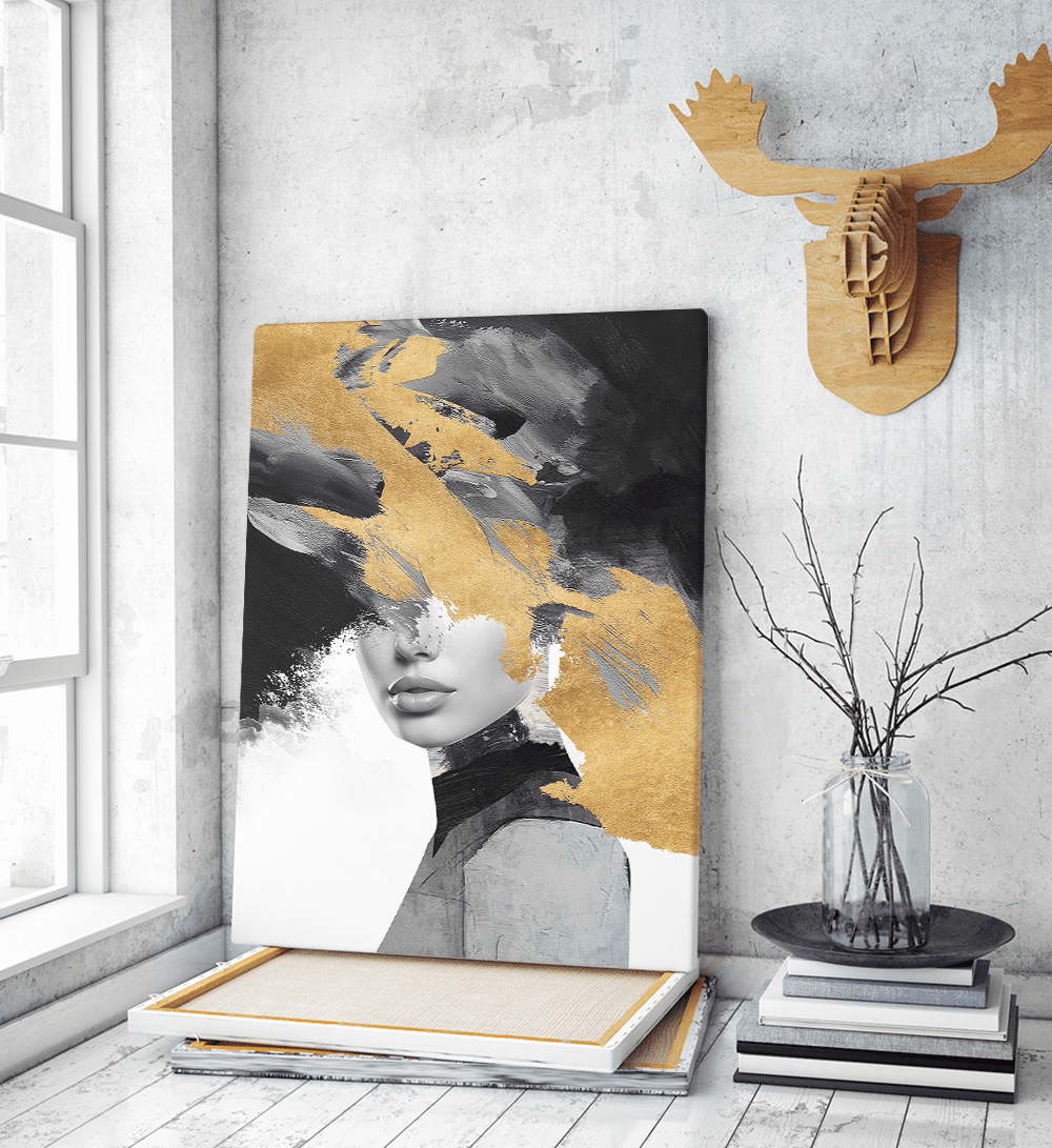 Πίνακας σε Καμβά Abstract Gold Figure Πίνακας σε Καμβά Abstract Gold Figure