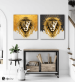 Σύνθεση Με Πίνακες Καμβάδες 60x60 - 2 Τεμάχια - Lions
