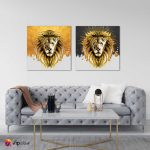 Σύνθεση Με Πίνακες Καμβάδες 60x60 - 2 Τεμάχια - Lions