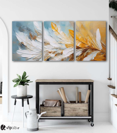 Σύνθεση Με Πίνακες Καμβάδες 30x40 - 3 Τεμάχια - Feather Art
