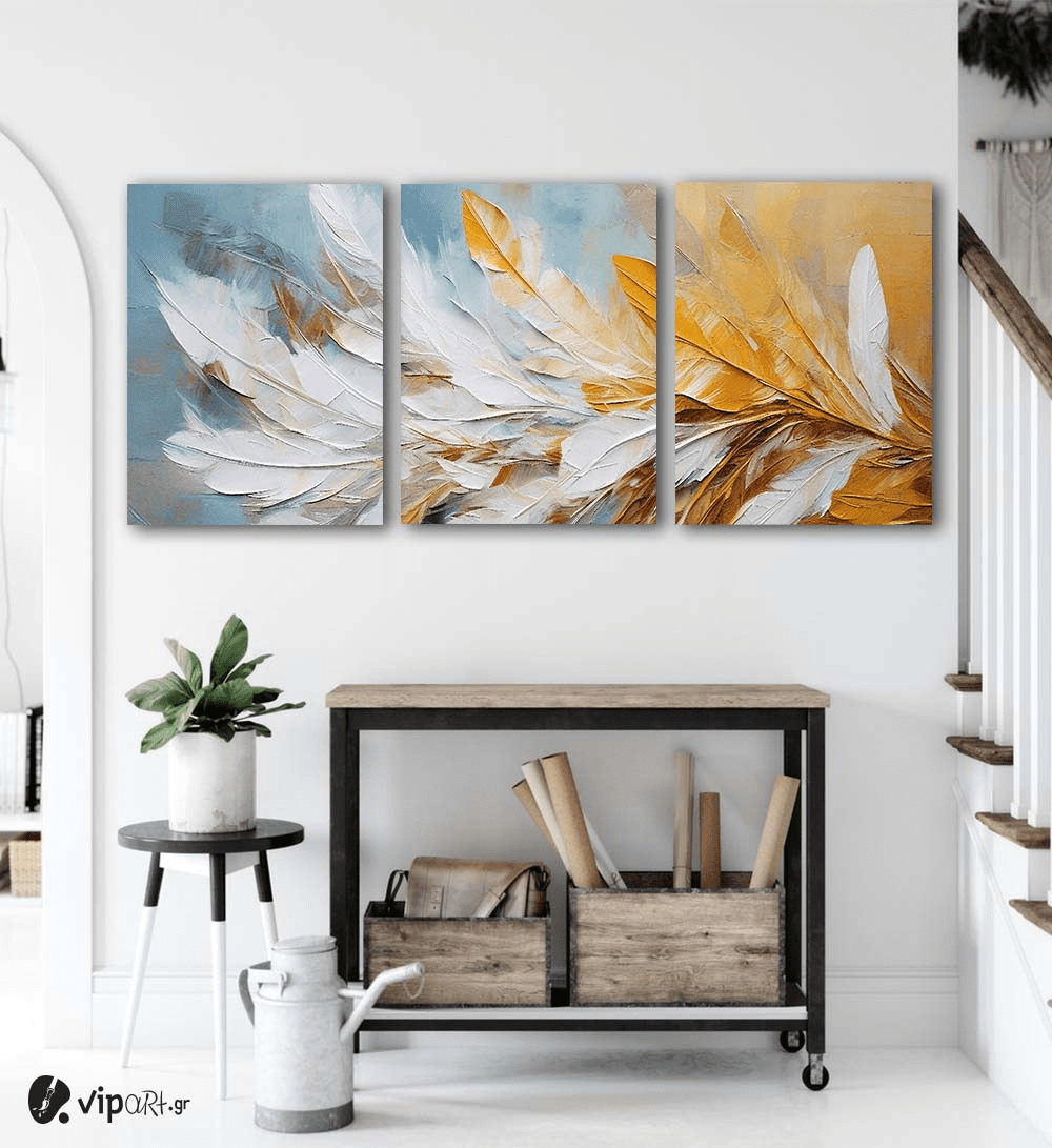 Σύνθεση Με Πίνακες Καμβάδες 30x40 - 3 Τεμάχια - Feather Art