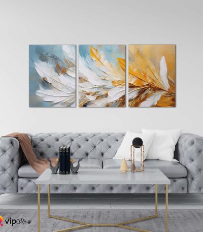 Σύνθεση Με Πίνακες Καμβάδες 30x40 - 3 Τεμάχια - Feather Art