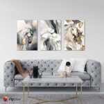 Σύνθεση Με Πίνακες Καμβάδες 60x40 - 3 Τεμάχια - Watercolor Horses And Flowers