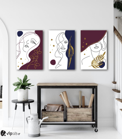 Σύνθεση Με Πίνακες Καμβάδες 60x40 - 3 Τεμάχια - Minimal Portraits
