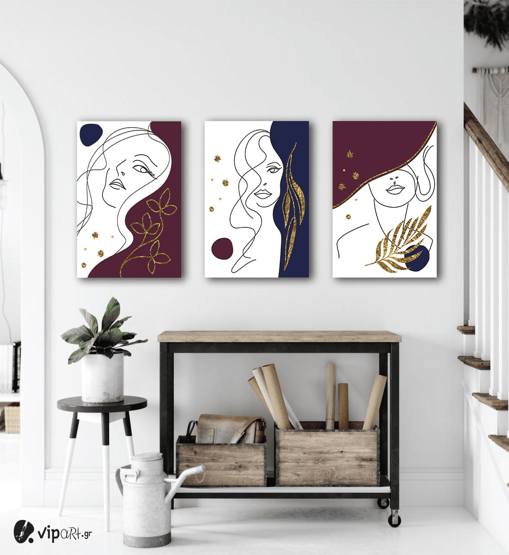 Σύνθεση Με Πίνακες Καμβάδες 60x40 - 3 Τεμάχια - Minimal Portraits