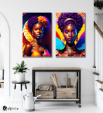 Σύνθεση με πίνακες Καμβάδες : African Girls Wings - 2 Τεμάχια 70x50