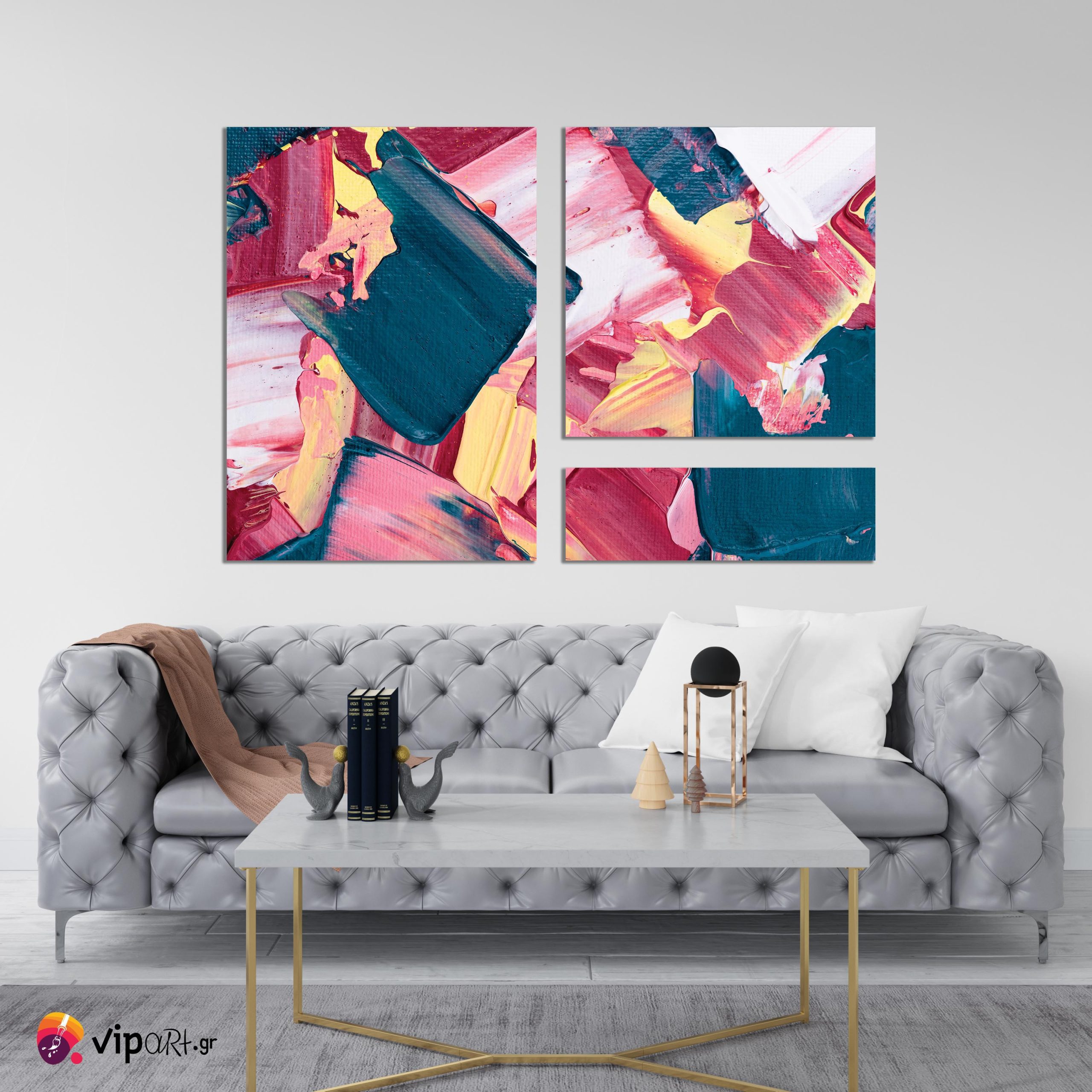 Σύνθεση Με Πίνακες Καμβάδες 105x70- 3 Τεμάχια - Abstract Creative Art