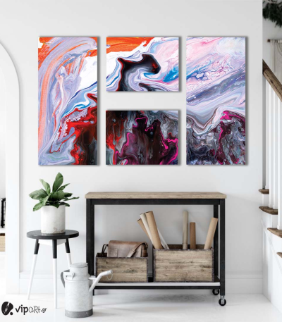 Σύνθεση με πίνακες Καμβάδες Marble Acrylics 110x65
