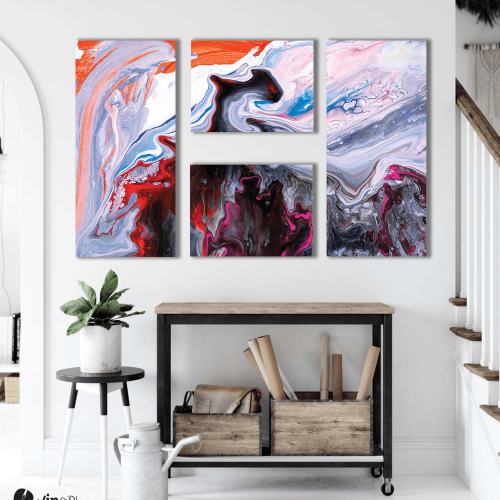 Σύνθεση με πίνακες Καμβάδες Marble Acrylics 110x65
