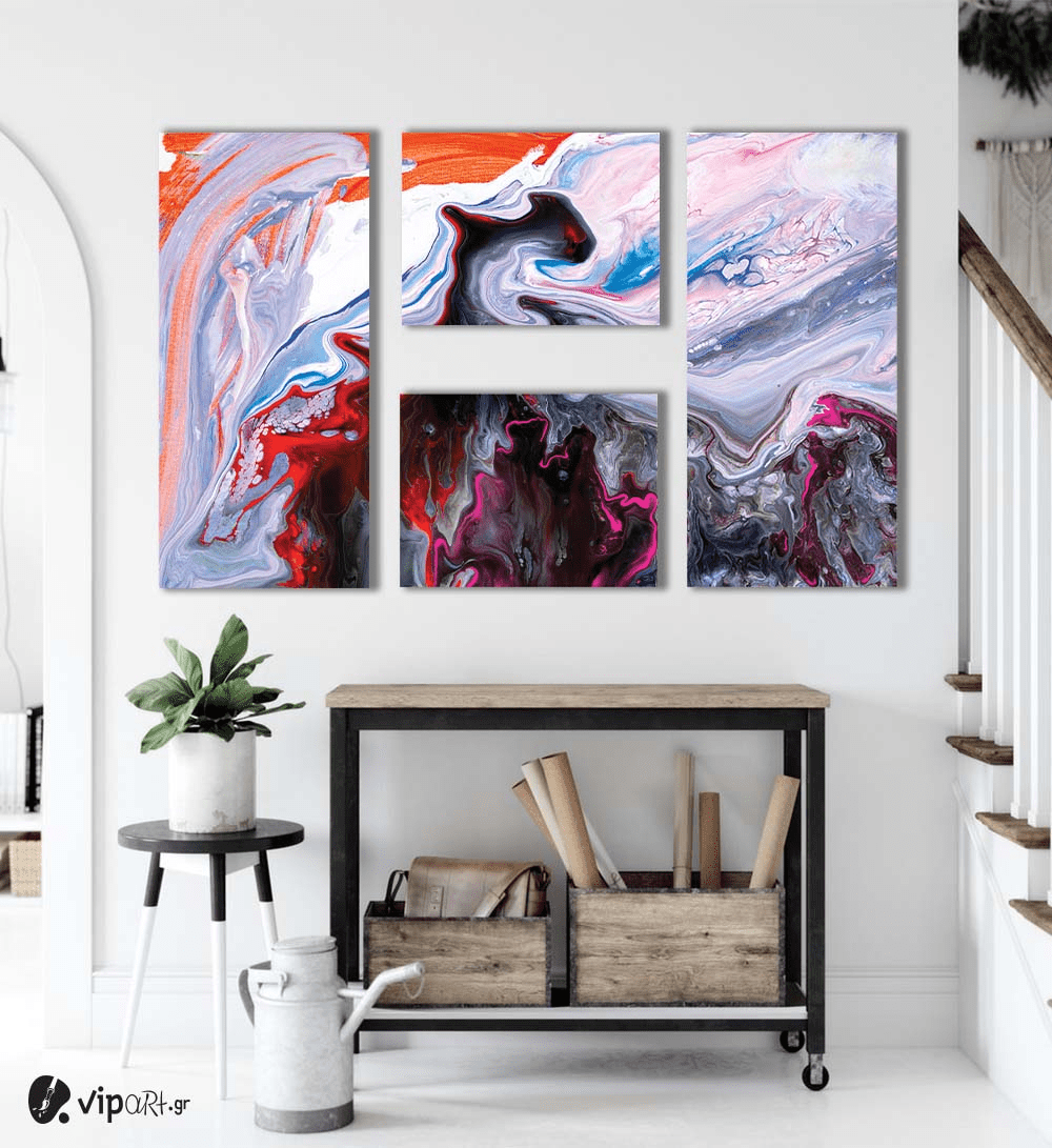 Σύνθεση με πίνακες Καμβάδες Marble Acrylics 110x65