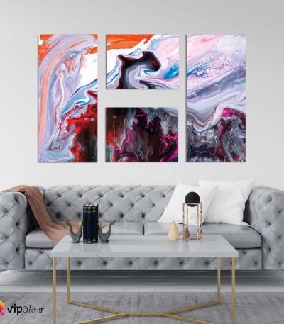 Σύνθεση με πίνακες Καμβάδες Marble Acrylics 110x65