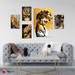 Σύνθεση με πίνακες Καμβάδες Golden Art - 4 Τεμάχια 30 x 20 & 1 Tεμάχιο 60 x 40