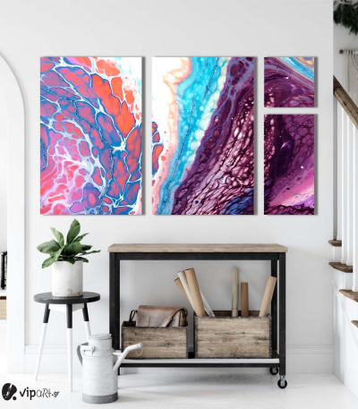 Σύνθεση Με Πίνακες Καμβάδες Acrylic Marble Abstract- 4 τεμάχια