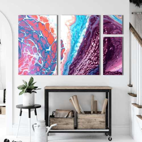 Σύνθεση Με Πίνακες Καμβάδες Acrylic Marble Abstract- 4 τεμάχια