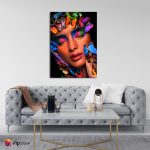 Πίνακας σε Καμβά Girl with Butterflies