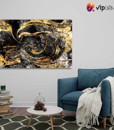 Πίνακας σε Καμβά Black and Gold Marble