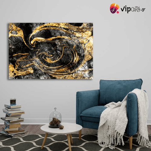 Πίνακας σε Καμβά Black and Gold Marble