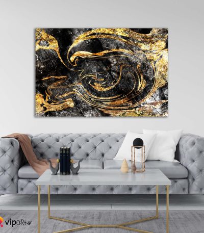 Πίνακας σε Καμβά Black and Gold Marble