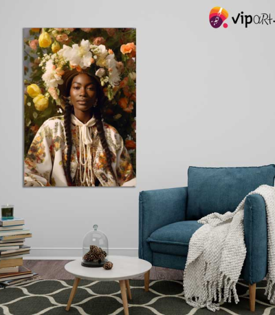 Πίνακας σε Καμβά Woman Posing with Bloom