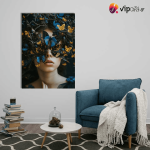 Πίνακας σε Καμβά Woman with Butterflies Art