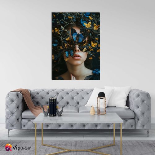 Πίνακας σε Καμβά Woman with Butterflies Art