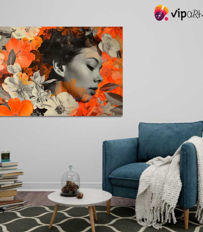 Πίνακας σε Καμβά Flowers Collage Portrait