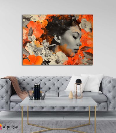 Πίνακας σε Καμβά Flowers Collage Portrait