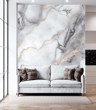Αυτοκόλλητη Ταπετσαρία Τοίχου Grey and Golden Marble