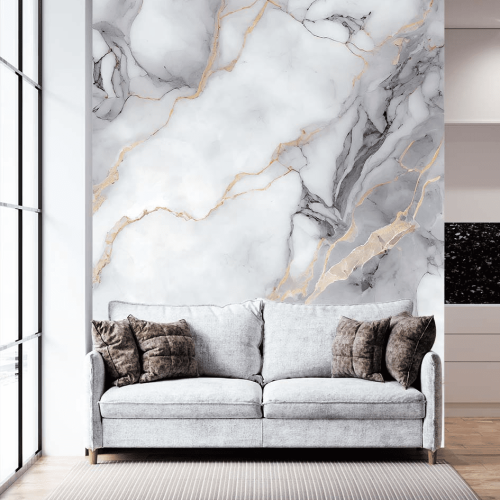 Αυτοκόλλητη Ταπετσαρία Τοίχου Grey and Golden Marble