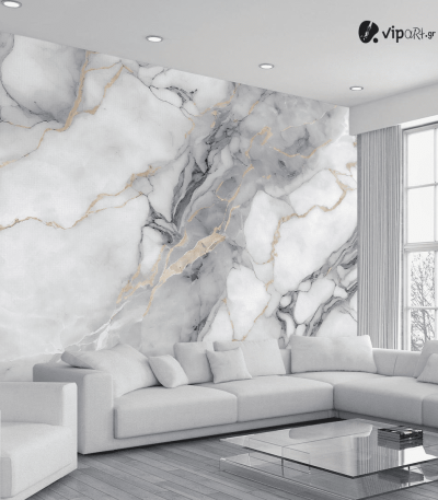 Αυτοκόλλητη Ταπετσαρία Τοίχου Grey and Golden Marble